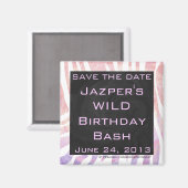 Zebra Monogram roze en wit Magneet (Voorkant / Achterkant)