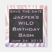 Zebra Monogram roze en wit Magneet (Voorkant)