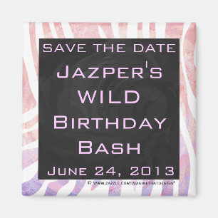 Zebra Monogram roze en wit Magneet