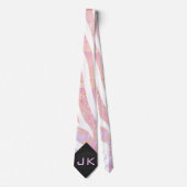 Zebra Monogram roze en wit Stropdas (Voorkant)
