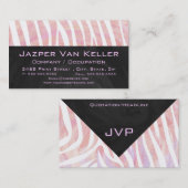 Zebra Monogram roze en wit Visitekaartje (Voorkant / Achterkant)