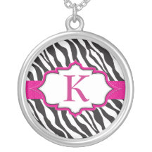 Zebra Monogram roze Ketting