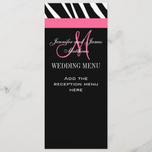 Zebra Monogram roze Menu