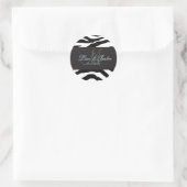 Zebra monogram trouwstickers ronde sticker (Tas)