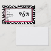 Zebra-monogram Visitekaartje (Voorkant / Achterkant)