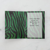 Zebra Monogram zwart en Groen afdrukken Kaart (Binnen)