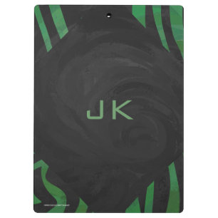 Zebra Monogram zwart en Groen afdrukken Klembord