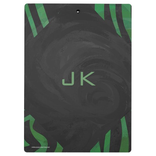 Zebra Monogram zwart en Groen afdrukken Klembord (Achterkant)