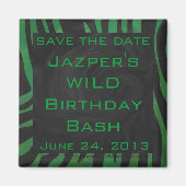 Zebra Monogram zwart en Groen afdrukken Magneet (Voorkant)