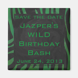 Zebra Monogram zwart en Groen afdrukken Magneet