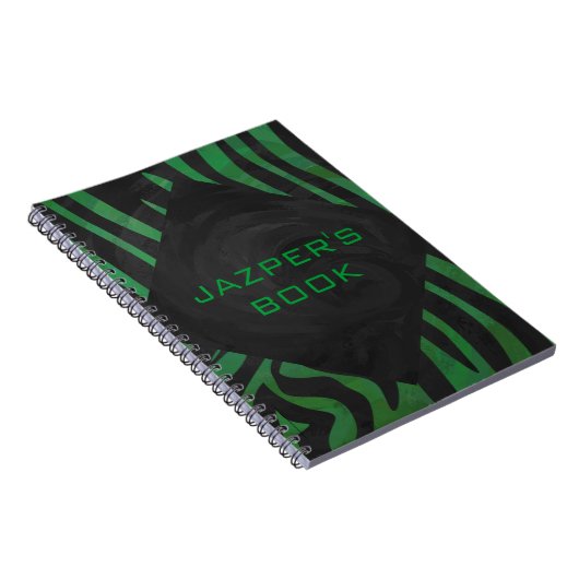 Zebra Monogram zwart en Groen afdrukken Notitieboek (Rechterzijde)