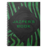Zebra Monogram zwart en Groen afdrukken Notitieboek (Voorkant)
