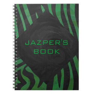 Zebra Monogram zwart en Groen afdrukken Notitieboek