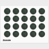 Zebra Monogram zwart en Groen afdrukken Ronde Sticker (Vel)
