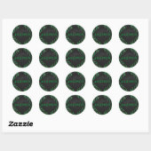 Zebra Monogram zwart en Groen afdrukken Ronde Sticker (Vel)