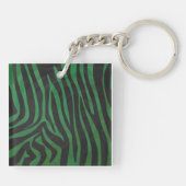 Zebra Monogram zwart en Groen afdrukken Sleutelhanger (Achterkant)