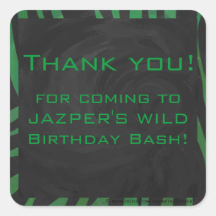 Zebra Monogram zwart en Groen afdrukken Vierkante Sticker