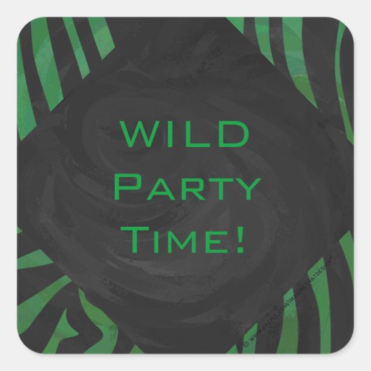 Zebra Monogram zwart en Groen afdrukken Vierkante Sticker (Voorkant)