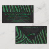 Zebra Monogram zwart en Groen afdrukken Visitekaartje (Voorkant / Achterkant)