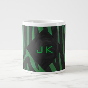 Zebra Monogram Zwart en Groen Print Grote Koffiekop