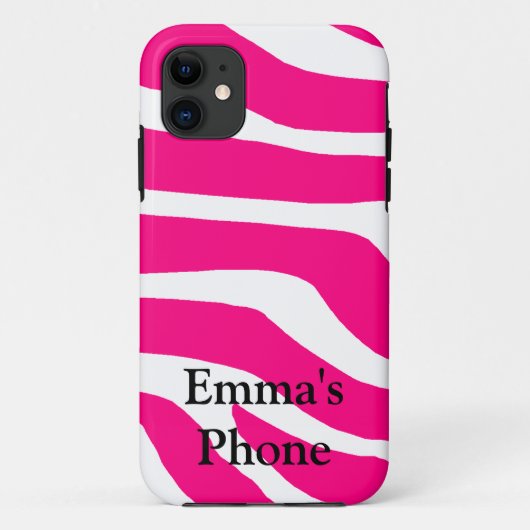 Zebra Monogrammed-naam Case-Mate iPhone Case (Achterkant)