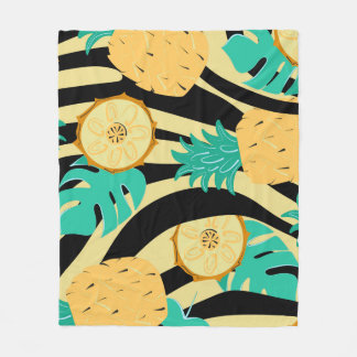 Zebra, monstera, ananas: zomerpatroon. fleece deken