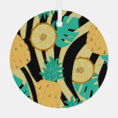 Zebra, monstera, ananas: zomerpatroon. glas ornament (Achterkant)