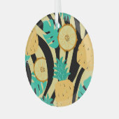 Zebra, monstera, ananas: zomerpatroon. glas ornament (Voorkant links)