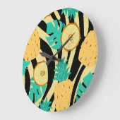 Zebra, monstera, ananas: zomerpatroon. grote klok (Hoek)