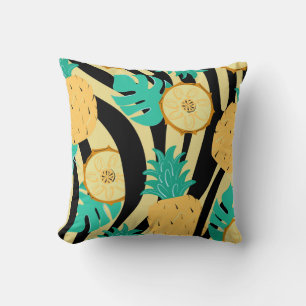 Zebra, monstera, ananas: zomerpatroon. kussen