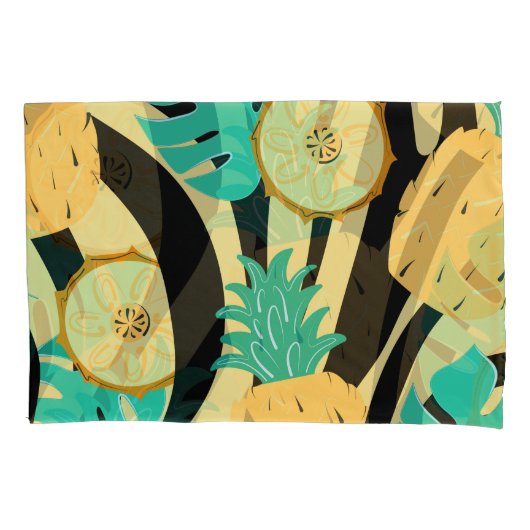 Zebra, monstera, ananas: zomerpatroon. kussensloop (Voorkant)