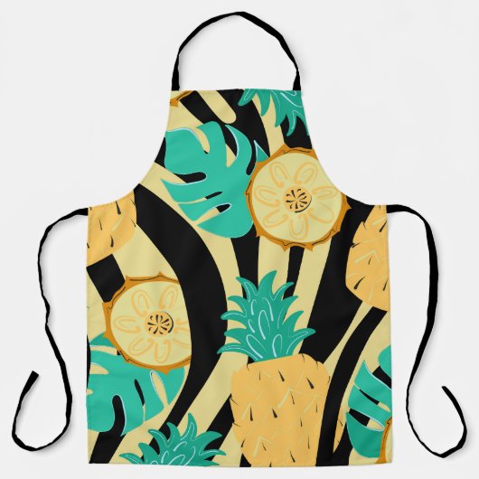 Zebra, monstera, ananas: zomerpatroon. schort (Voorkant)