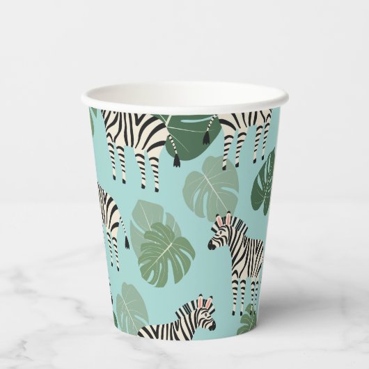 Zebra Monstera Pattern Papieren Bekers (Achterkant)