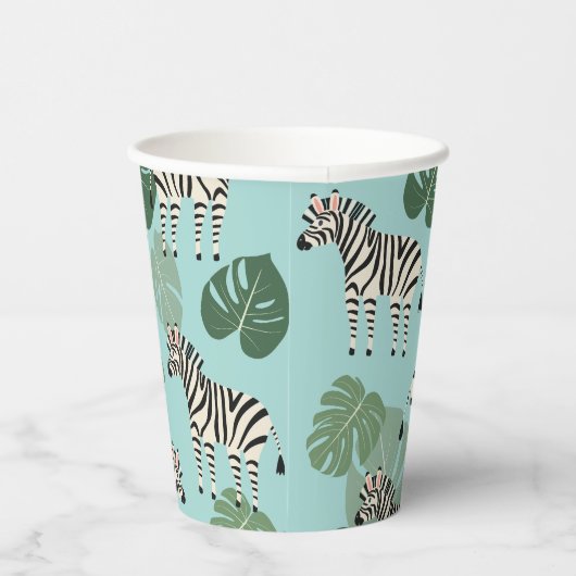 Zebra Monstera Pattern Papieren Bekers (Rechts)