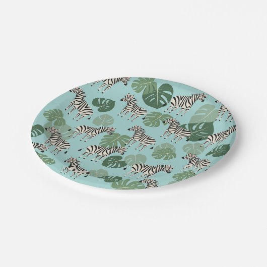 Zebra Monstera Pattern Papieren Bordje (Gekanteld)