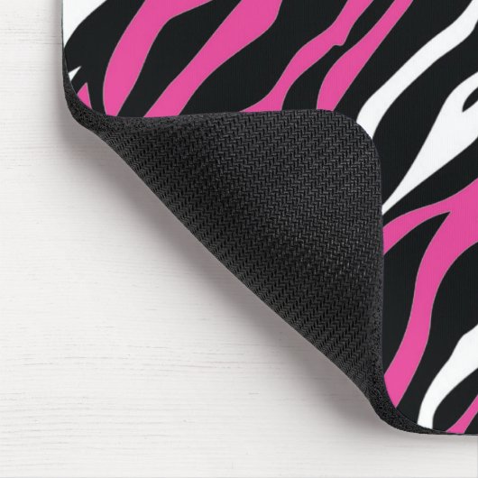 Zebra Mousepad - Roze en wit Muismat (Hoek)