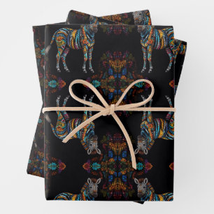 Zebra Mozaïek Glas in lood Wrapping Paper Sheet