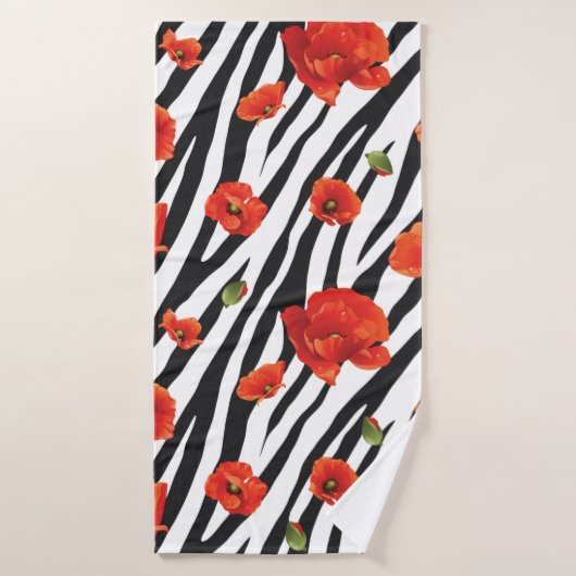 zebra naadloos bloempatroon badhanddoek (Badhanddoek)