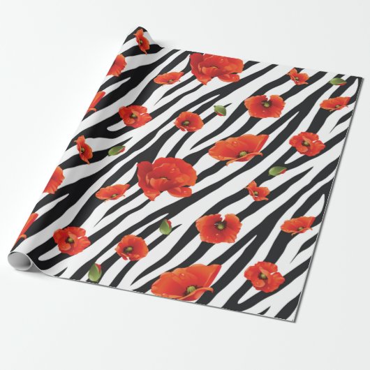 zebra naadloos bloempatroon cadeaupapier (Uitgerold)