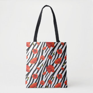 zebra naadloos bloempatroon tote bag