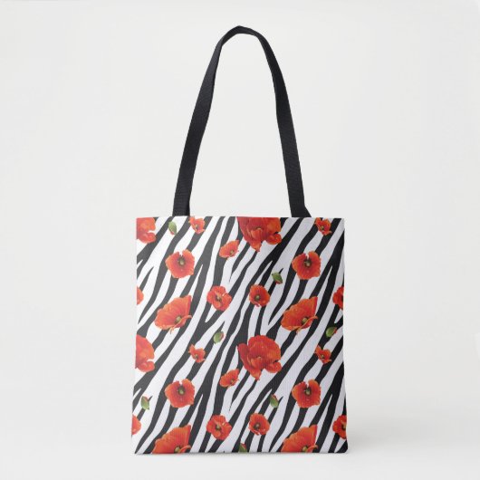 zebra naadloos bloempatroon tote bag (Voorkant)