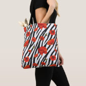 zebra naadloos bloempatroon tote bag (Dichtbij)