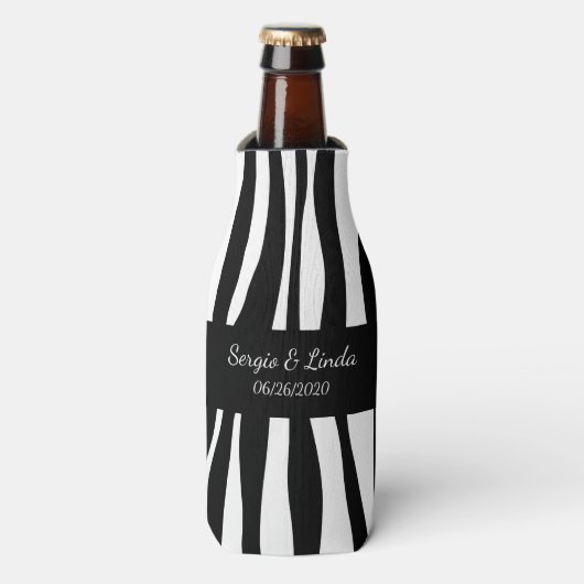 Zebra Naam en Datum Flesjeskoeler (Fles Voorkant)