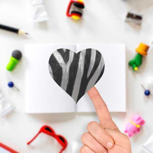 Zebra namaakleer hart sticker