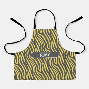 Zebra Navy geel minimal patroon Schort