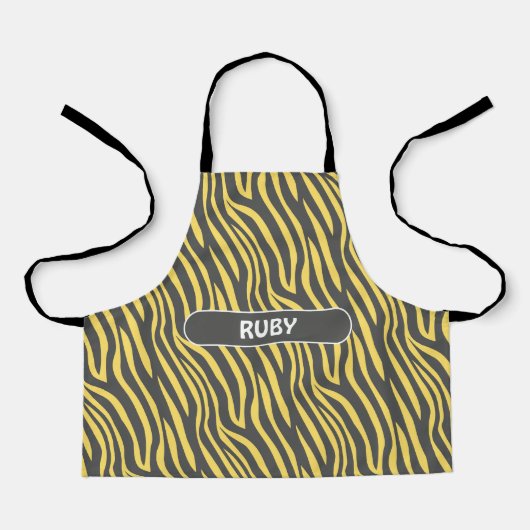 Zebra Navy geel minimal patroon Schort (Voorkant)