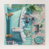 Zebra neemt een bubbelbad legpuzzel (Horizontaal)