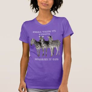 Zebra neemt zijn strepen overal waar hij T-Shirt g