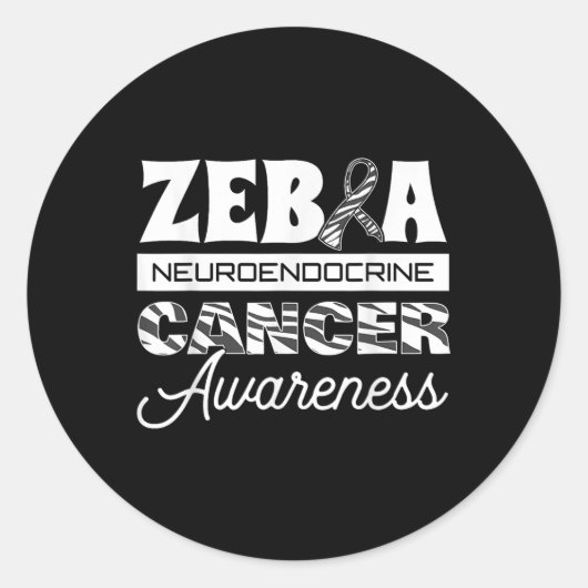 Zebra Neuro-endocriene kanker bewustzijn lint carc Ronde Sticker (Voorkant)