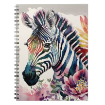 Zebra Notitieboek Bloemen Waterverf Kunst